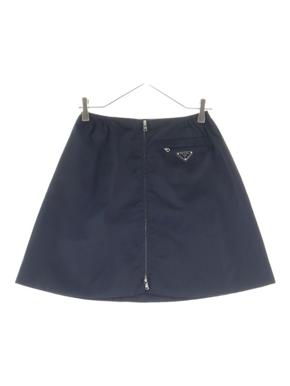 Prada Re-Nylon Front Zip Skirt Triangle Logo Zip Nylon Black